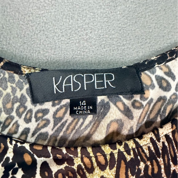 Kasper Women's Animal Print/Leopard Sleeveless Blouse/Tank Top/Shell- Size 14 - Picture 3 of 5